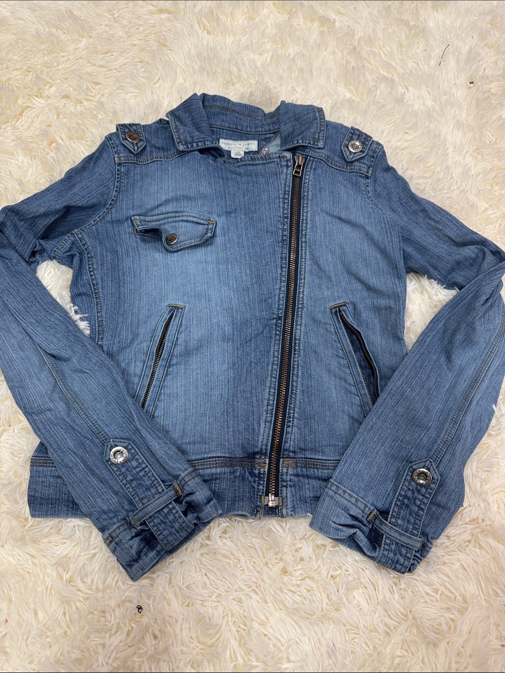 TOMMY JEANS VINTAGE BLUE JEAN MOTO JACKET